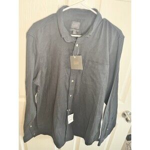 Men's 14TH & UNION NORDSTROM Black Flannel Shirt Large NEW NWT Trim Fit